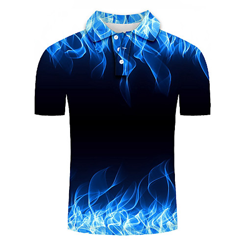 

Men's Golf Shirt Tennis Shirt 3D Print Geometric 3D Print Print Short Sleeve Casual Tops Casual Fashion Blue