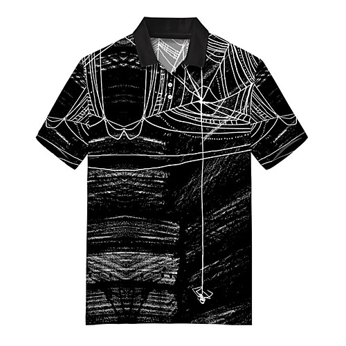 

Men's Golf Shirt Tennis Shirt 3D Print Spider web Animal Button-Down Print Short Sleeve Casual Tops Casual Fashion Soft Breathable Black / Sports