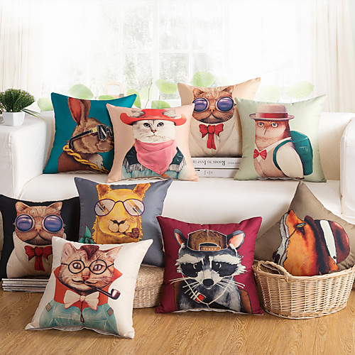 

1 Pc Cartoon Cushion Cover 45x45cm Faux Linen for Sofa Bedroom
