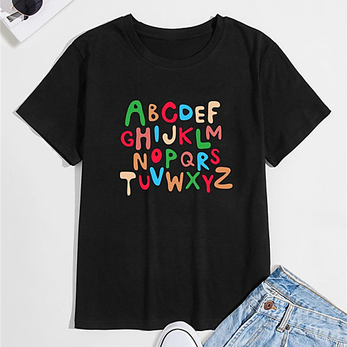 

Men's Unisex T shirt Shirt Hot Stamping Graphic Prints Letter Plus Size Print Short Sleeve Casual Tops 100% Cotton Basic Casual Fashion Round Neck Black / Summer