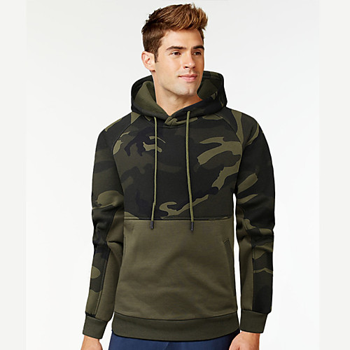 

Men's Hoodie Color Block Camo / Camouflage Hooded Daily Weekend Casual Streetwear Hoodies Sweatshirts Army Green Khaki Black