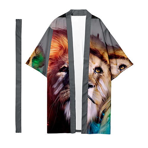 

Shirt Men's Lion Animal 3D Print 3D Print Casual Long Sleeve Tops Casual Fashion Breathable Comfortable Rainbow