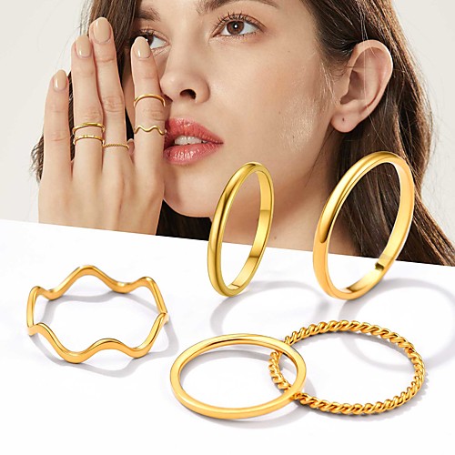 

Ring Silver Gold Titanium Steel Stylish Simple 8pcs Adjustable / Women's
