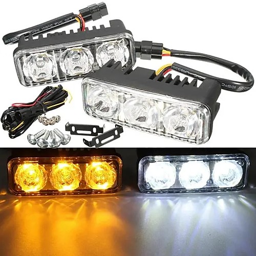 

OTOLAMPARA 1 Pair LED Car White DRL & Amber Turn Signal Lamp Daytime Running Light 12W New Stylish Car Retrofit LED DRL Lamp