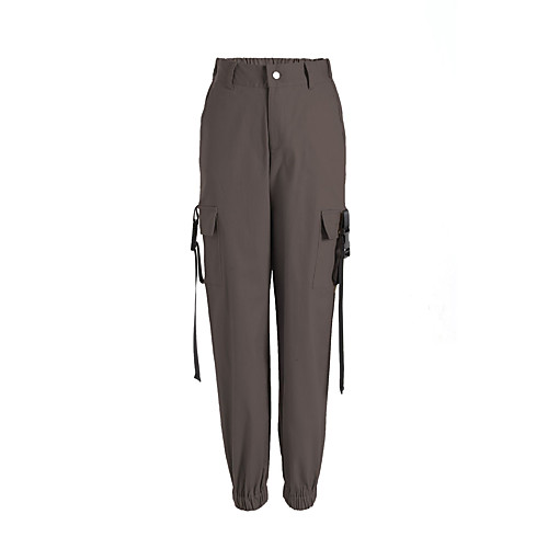 

Women's Cargo Streetwear Comfort Loose Daily Going out Pants Pants Plain Full Length Pocket High Waist Dark Gray Wine Pink ArmyGreen Black