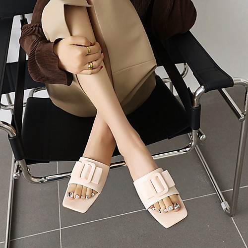

Women's Sandals Chunky Heel Square Toe PU Synthetics Black Yellow Green