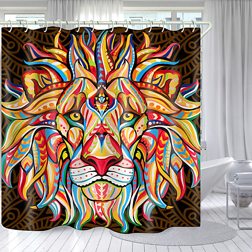 

Color Three-Eyed Lion Digital Printing Shower Curtain Shower Curtains Hooks Modern Polyester New Design 72 Inch