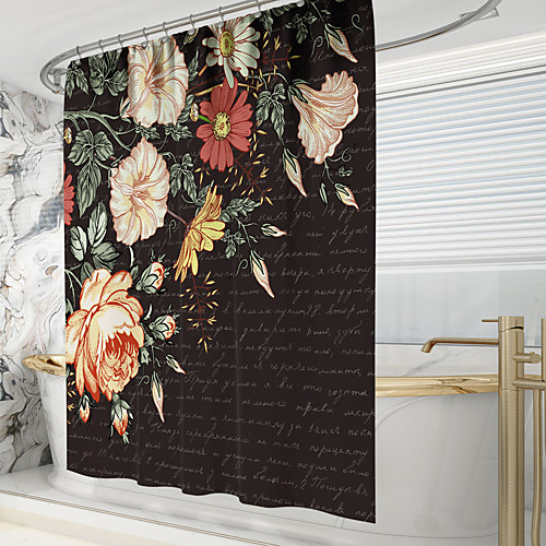 

Shower Curtains with Hooks Rustic Flowers Retro Polyester Novelty Fabric Waterproof Shower Curtain for Bathroom 72 Inch