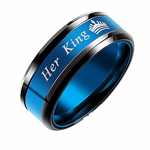 

his queen her king crown wedding bands for couples stainless steel blue purple his and hers engagement ring king queen, size 9