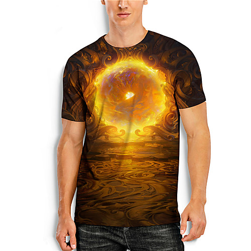 

Men's T shirt 3D Print Graphic Graphic Prints 3D Print Short Sleeve Daily Tops Basic Casual Orange