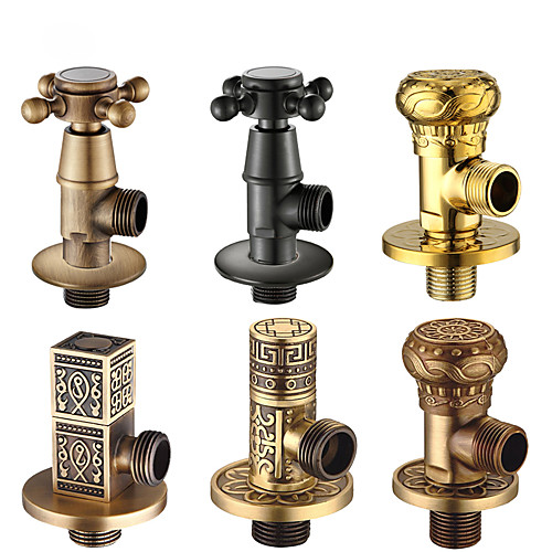 

Antique Copper Triangle Valve Carved Retro Thickened Hot and Cold Triangle Valve Black Angle Valve Explosion-proof Water Stop Valve 1pc