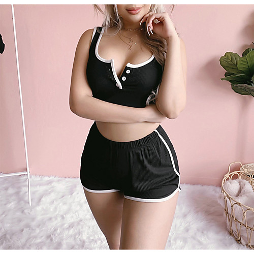 

Women's Streetwear Striped Going out Casual / Daily Two Piece Set Crop Top Tracksuit Loungewear Shorts Biker Shorts Tops