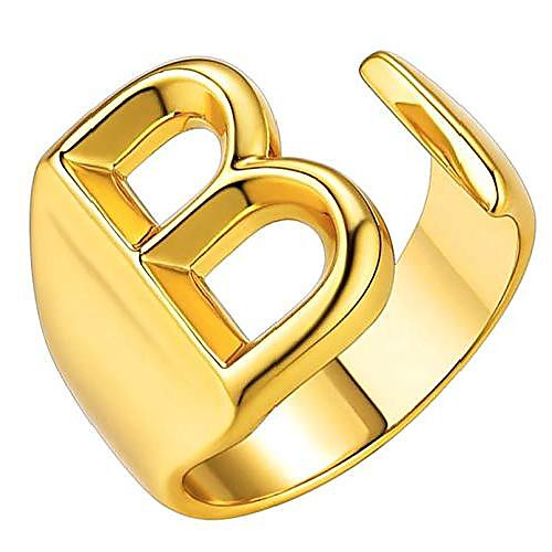 

gold initial ring for men chunky rings gold letter ring adjustable open ring for women (b)