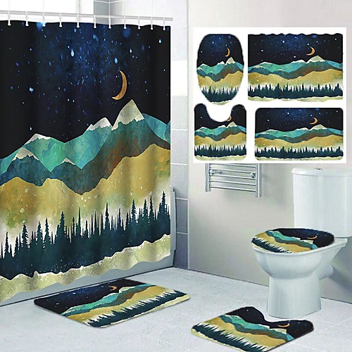 

Bathroom Shower Curtains & Hooks Casual Polyester Waterproof