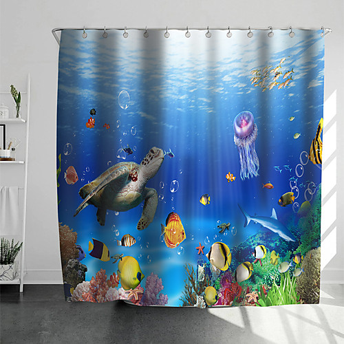 

Shower Curtains with Hooks Rustic Underwater World Scenery Polyester Novelty Fabric Waterproof Shower Curtain for Bathroom 72 Inch