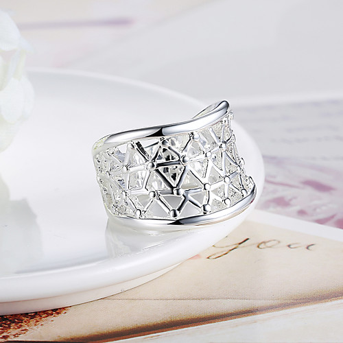 

Band Ring Geometrical Silver Copper Silver-Plated Precious Fashion 1pc 8 / Women's