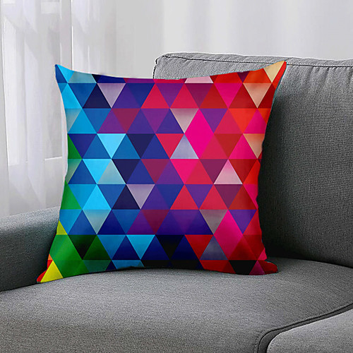 

Double Side 1 Pc Geometric Cushion Cover Print 45x45cm Faux Linen for Sofa Bedroom