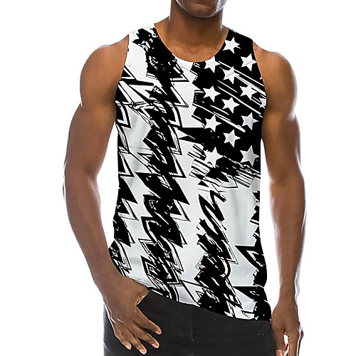 

Men's Tank Top Undershirt 3D Print Star 3D Print Sleeveless Daily Tops Casual Beach Black / White