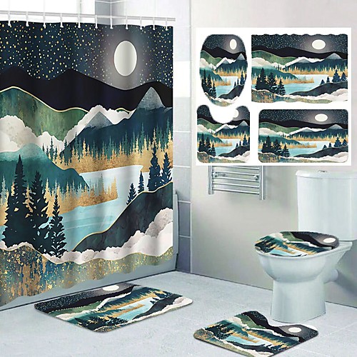 

Bathroom Shower Curtains & Hooks Casual Polyester Waterproof