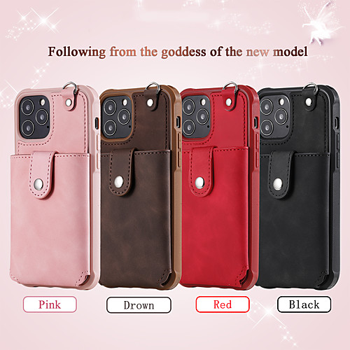 

Phone Case For Apple Back Cover Leather Wallet Card iPhone 12 Pro Max 11 SE 2020 X XR XS Max 8 7 6 Wallet Card Holder Shockproof Solid Color PU Leather TPU