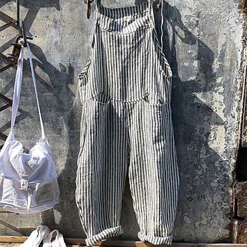 

Women's Ordinary Blue Red Green Jumpsuit Striped