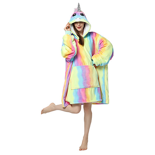 

Adults' Kigurumi Pajamas Unicorn Onesie Pajamas Flannel Fabric Rainbow Cosplay For Men and Women Animal Sleepwear Cartoon Festival / Holiday Costumes