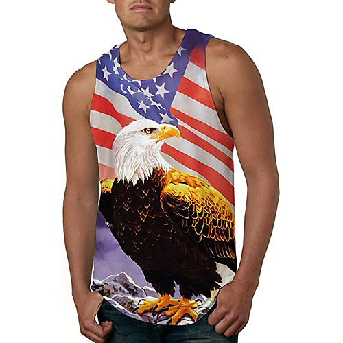 

Men's Tank Top Vest Undershirt Other Prints Eagle 3D Print Sleeveless Daily Tops Casual Beach Rainbow