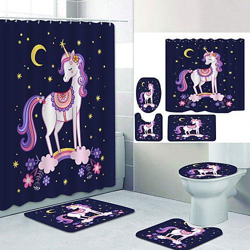 

Bathroom Shower Curtain & Mat Set Modern Polyester New Design