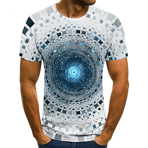 

Men's T shirt Shirt 3D Print Geometric 3D Print Print Short Sleeve Casual Tops Casual Fashion Round Neck White