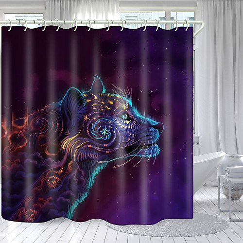 

Starry Jaguar Digital Printing Shower Curtain Shower Curtains Hooks Modern Polyester New Design 72 Inch
