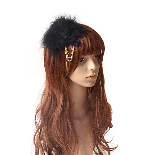 

1920s Retro Feather / Fabric Fascinators with Feather / Faux Pearl / Chain 1 Piece Special Occasion / Party / Evening Headpiece