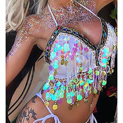 

Dance Costumes Exotic Dancewear Vest Acrylic Jewels Paillette Women's Performance Theme Party Sleeveless Sequined Terylene