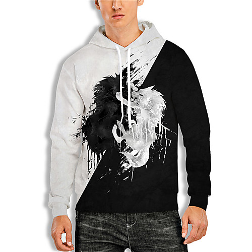 

Men's Pullover Hoodie Sweatshirt Graphic Prints Lion Print Hooded Daily Sports 3D Print 3D Print Casual Hoodies Sweatshirts Long Sleeve Black