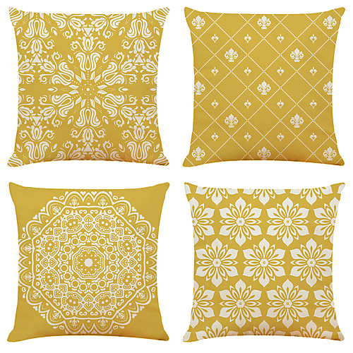 

Cushion Cover 4PCS Faux Linen Soft Geometric Simple Classic Square Throw Pillow Cover Cushion Case Pillowcase for Sofa Bedroom 45 x 45cm (18 x 81 Inch)Superior Quality Machine Washable