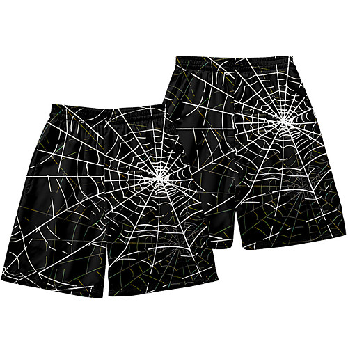 

Casual / Sporty Athleisure Men's Jogger Shorts Daily Holiday Pants Short Spider web Elastic Waist 3D Print Black