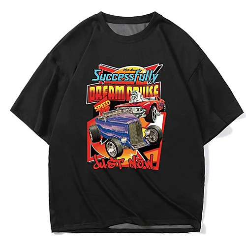 

Men's Unisex Tees T shirt Hot Stamping Graphic Prints Car Plus Size Print Short Sleeve Casual Tops 100% Cotton Basic Designer Big and Tall Black
