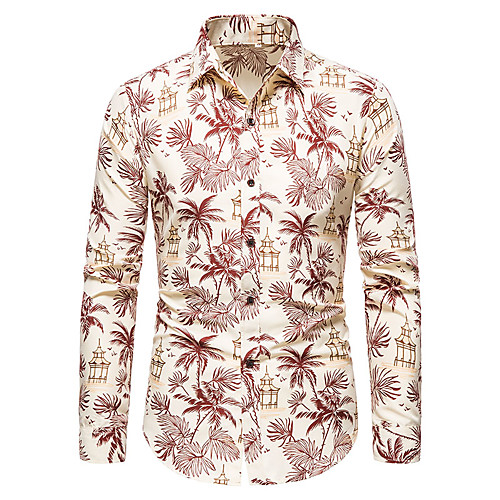 

Men's Shirt Other Prints Graphic Tree Long Sleeve Casual Tops Casual Blue Red Gray