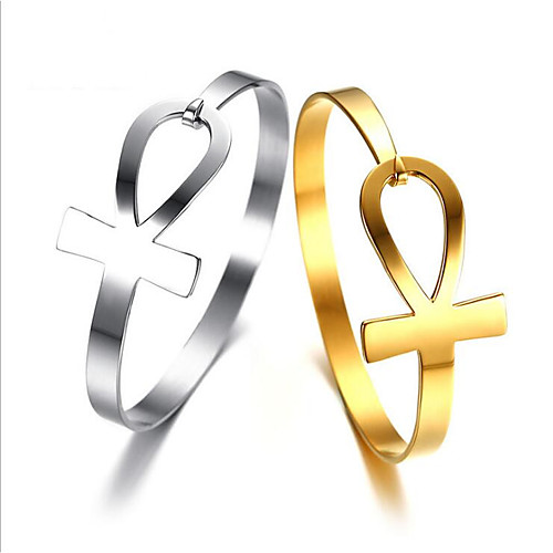 

Women's Bracelet Bangles Classic Cross Fashion Titanium Steel Bracelet Jewelry Silver / Gold For Anniversary Party Evening Birthday