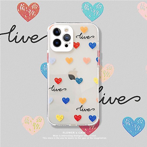 

Heart Patterned Case For Apple iPhone 12 11 SE2020 Shockproof Protective Case TPU Cover for iPhone 12 Pro Max XR XS Max iPhone 8 7