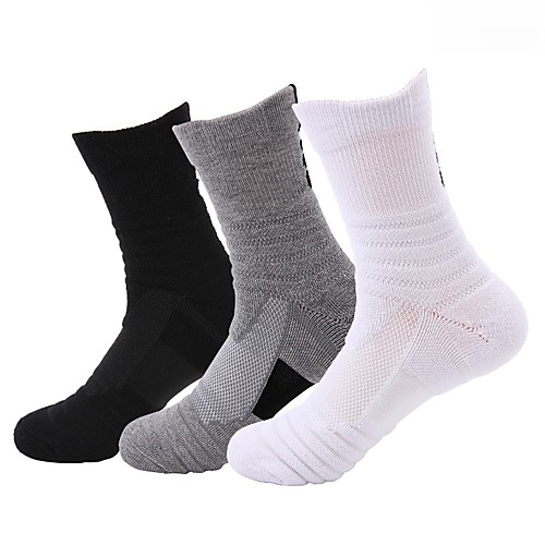

Men's Hiking Socks 1 Pair Outdoor Anti-Slip Soft Stretchy Sweat wicking Socks Solid Color Polyester White Black Blue for Hunting Fishing Climbing