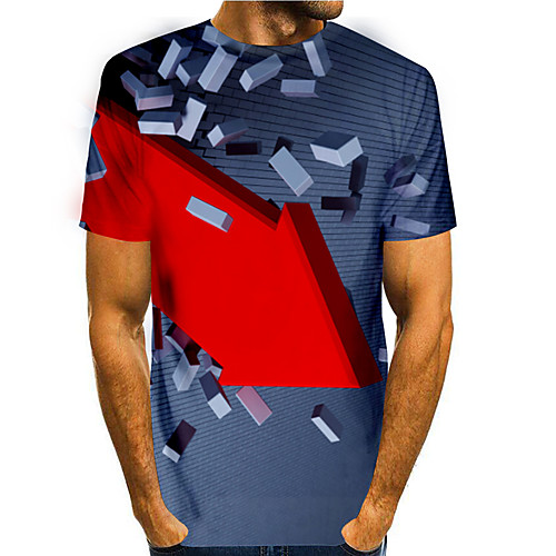

Men's T shirt 3D Print Graphic 3D 3D Print Short Sleeve Daily Tops Basic Casual Gray