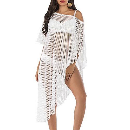 

Women's Cover-Up Swimsuit Solid Colored Normal Swimwear Bathing Suits White