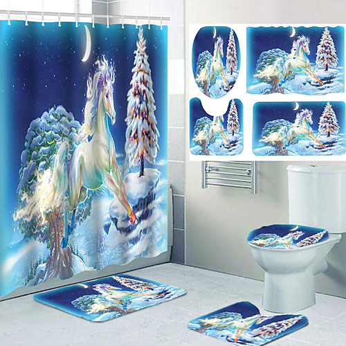 

Bathroom Shower Curtains & Hooks Casual Polyester Waterproof