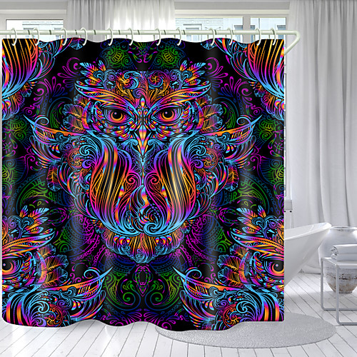 

Colored Little Owl Digital Printing Shower Curtain Shower Curtains Hooks Modern Polyester New Design 72 Inch