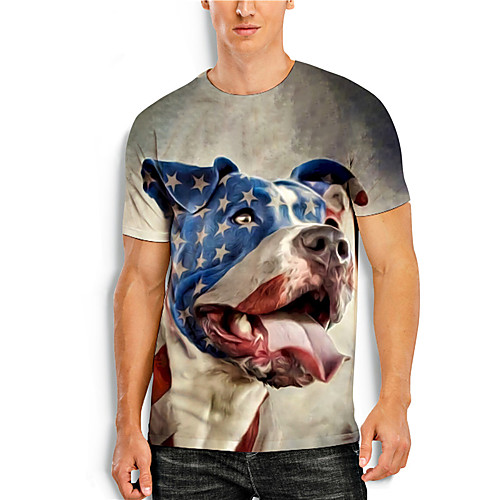 

Men's Tee T shirt Shirt 3D Print Dog Graphic Prints Animal Print Short Sleeve Daily Tops Casual Designer Big and Tall Round Neck Gray / Summer