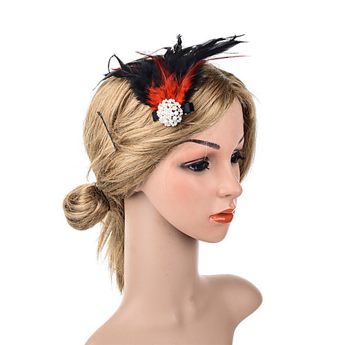

Retro Pearl Feathers Headpiece with Feather 1 Piece Special Occasion / Party / Evening Headpiece
