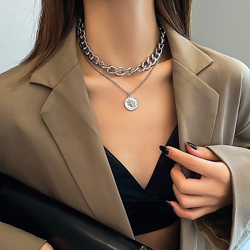 

Women's Men's Pendant Necklace Chains Coin Fashion Alloy Silver Gold 405 cm Necklace Jewelry 1pc For Party Evening Street