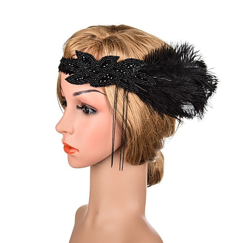 

Elegant Beaded & Sequin Flax Fascinators with Feather / Glitter 1 PC Special Occasion / Party / Evening Headpiece