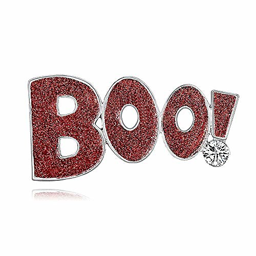 

lauhonmin halloween brooches boo! rhinestone enamel unisex halloween brooch pin (red)