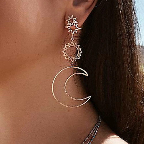 

Women's Drop Earrings Earrings Dangle Earrings Hollow Sun Moon Simple Fashion European Earrings Jewelry Gold For Gift Prom Date Vacation 1 Pair / Mismatch Earrings